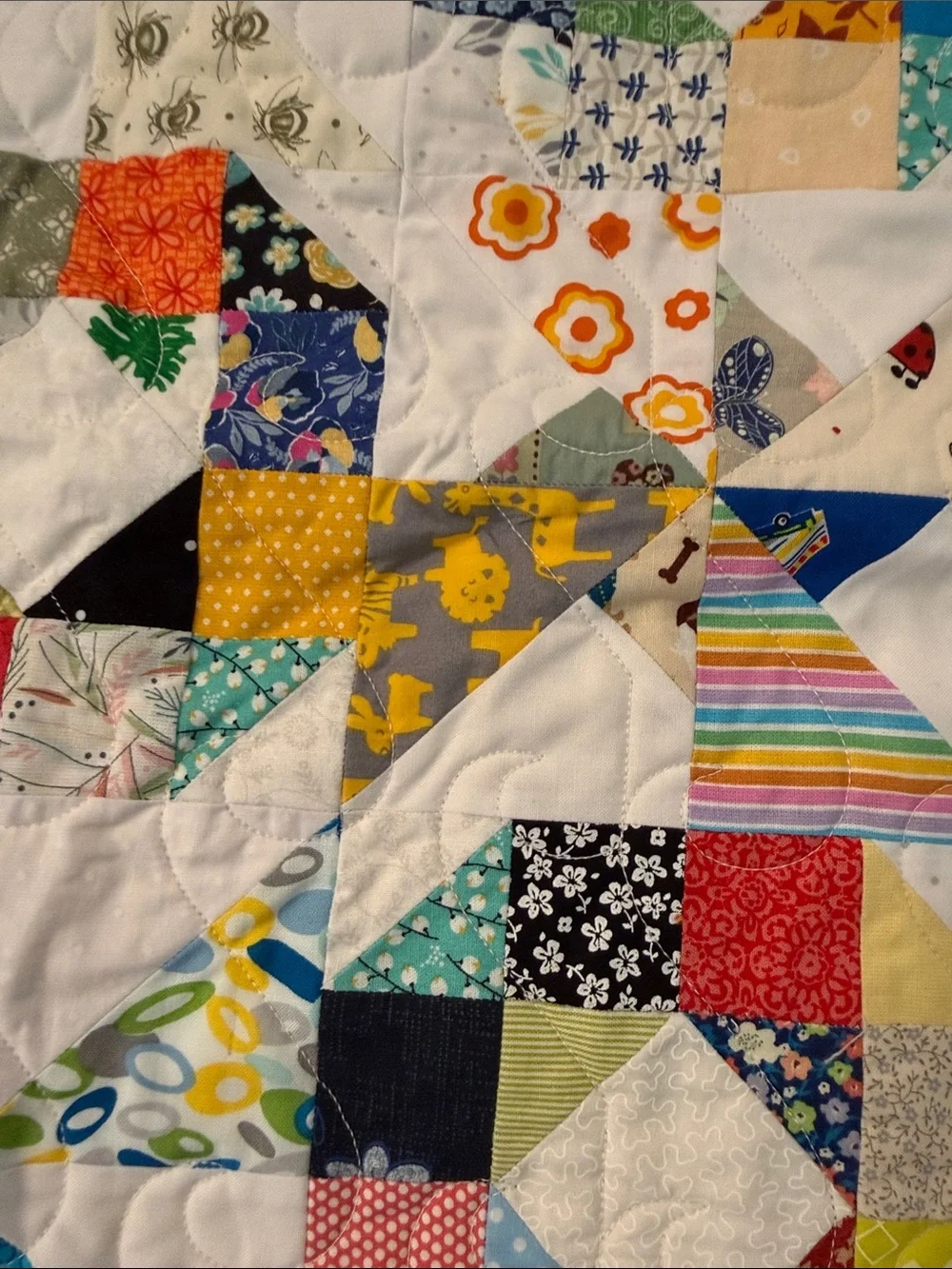 Handmade Baby Quilt Multicolor Patchwork Quilt - farm animals